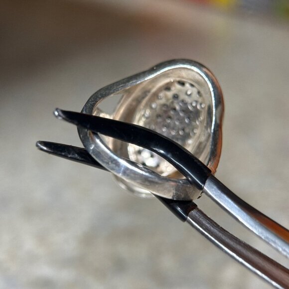 Champagne Stones/Black Marcasites Silver 925 Ring - Picture 7 of 10